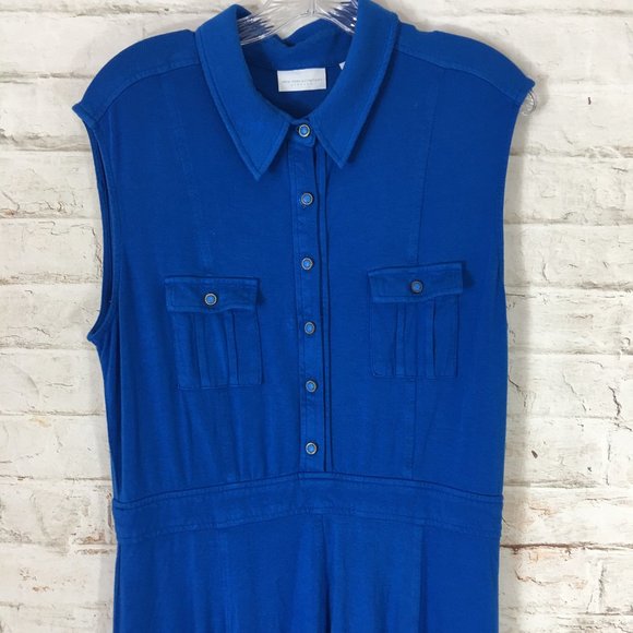 New York and Company Womens LG Blue Banded Waist Stretch Sleeveless Summer Dress - Picture 2 of 7